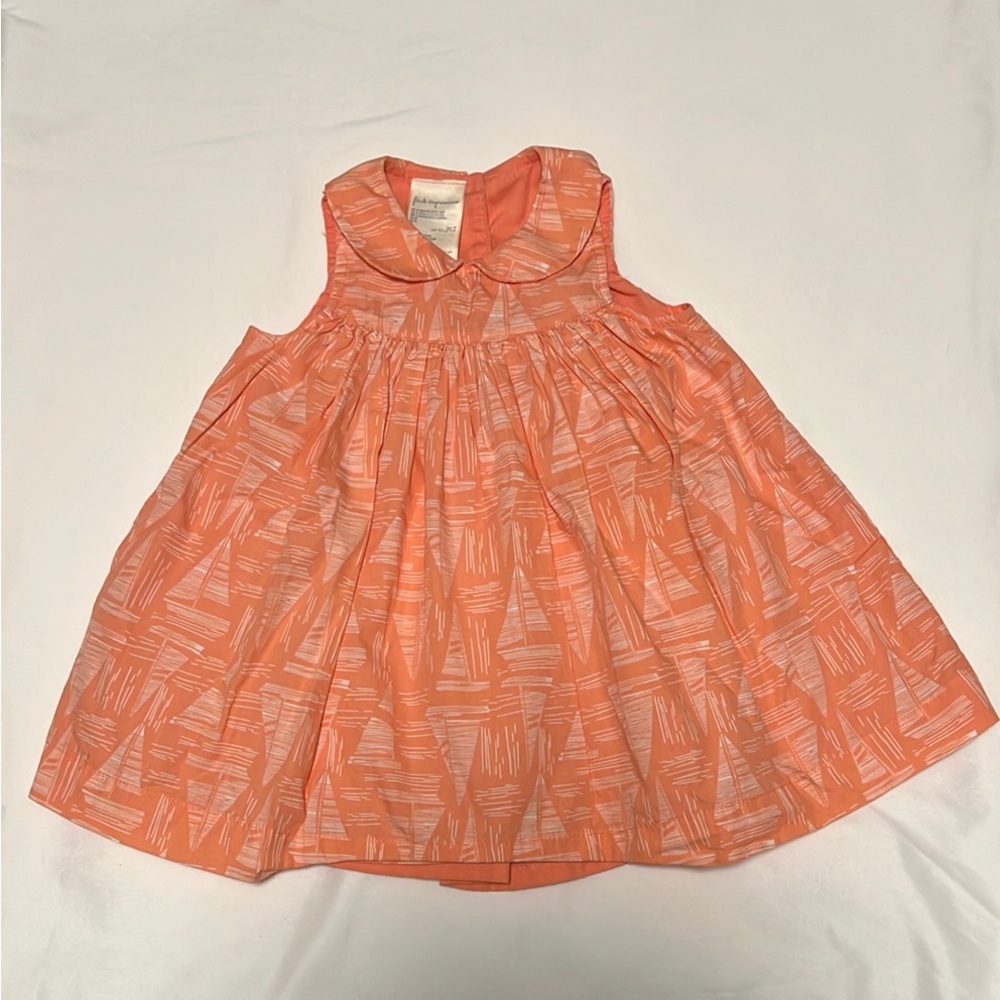 First Impressions Orange Sail Boat Print Baby Dress & Bloomer Set Size 18 Months